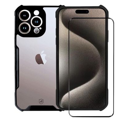 Kit Capa Dual Shock X E Pelicula Ultra Glass Para Iphone 15 Pro Max - Gshield