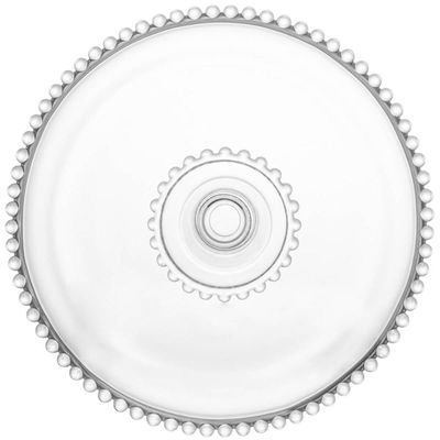 Boleira de Cristal Wolff Pearl 20x9cm Prato Redondo com Pedestal Pequeno Bolo Pudim