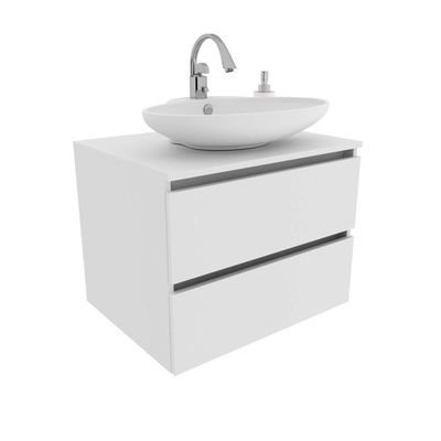 Balcão Gabinete Suspenso para Banheiro 60cm com 2 Gavetas BN3607 Branco SEM CUBA
