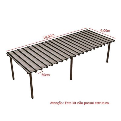 Kit Policarbonato Branco 4mm 10,00m X 4,00m - Perfis Naturais