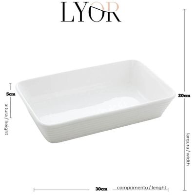 Kit 5 Travessas Assadeiras de Porcelana Branca 1,5L Refratár