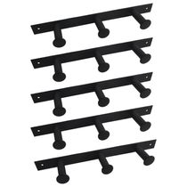 Kit 5 Cabideiros de Parede 3 Ganchos Multiusos Preto Provador Loja Roupas Bolsas Duler