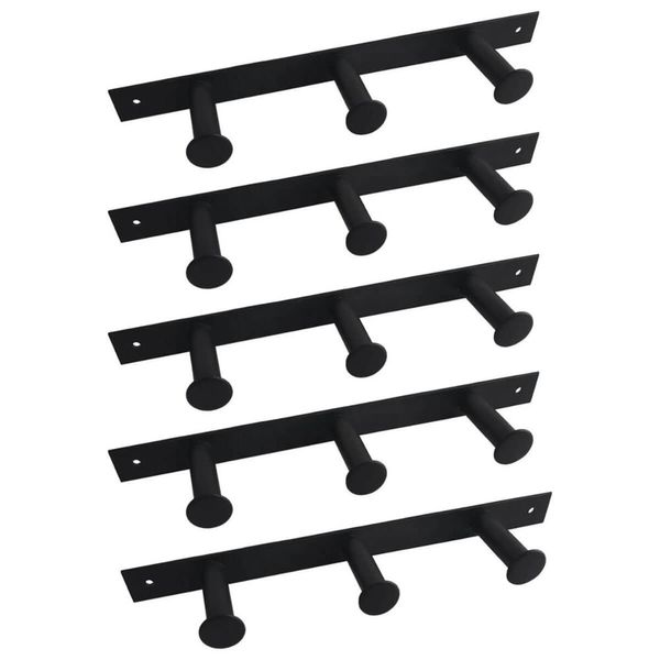 Kit 5 Cabideiros de Parede 3 Ganchos Multiusos Preto Provador Loja Roupas Bolsas Duler