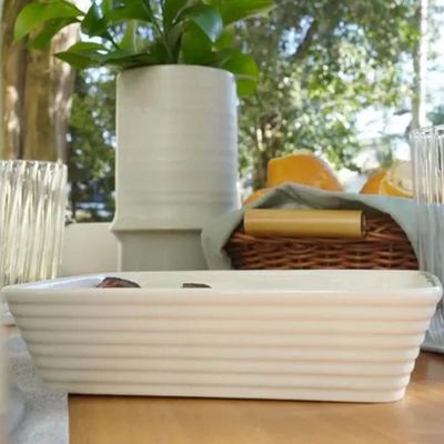 Kit 2 Refratários Línea de Porcelana Branca 29x20x5cm Lyor Travessa para Lasanha