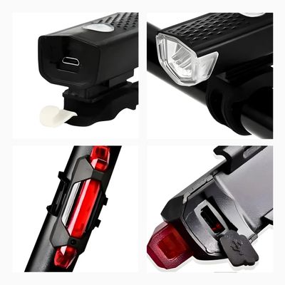 Kit Bike Farol Frontal + Traseiro Ultra Led Usb Recarregável - Farol e Lanterna à Prova d’Água | Kit Completo LED