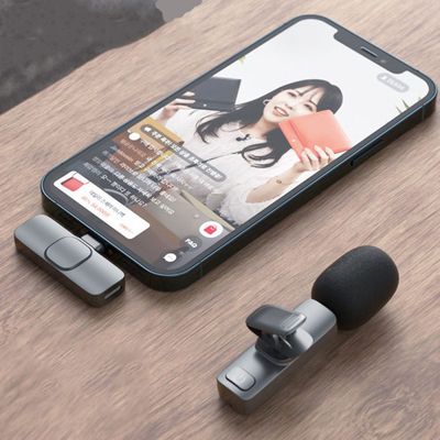 Microfone Lapela Wireless Sem Fio Para iPhone iPad Lightning - Lapela com Captação 360° e Longo Alcance