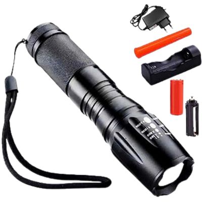 Lanterna Tática Militar X900 Recarregável – X900 com Zoom e Bateria Recarregável