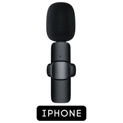 Microfone Lapela Wireless Sem Fio Para iPhone iPad Lightning - Lapela com Captação 360° e Longo Alcance