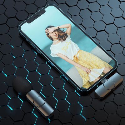Microfone Lapela Wireless Sem Fio Para iPhone iPad Lightning - Lapela com Captação 360° e Longo Alcance