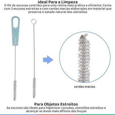 Kit 2 Escovas Para Canudo Azul 9736