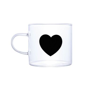Conjunto Com 06 Canecas Black Heart 125ml Em Vidro Borossilicato 5203 - Lyor