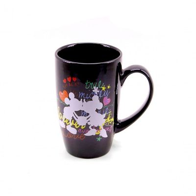 Caneca Porcelana Disney Preto 400 Ml - Mickey Minnie
