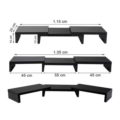 Suporte De Mesa Base Elevada Ajustável 3 Monitores Gamer Notebook Preto