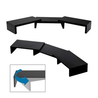 Suporte De Mesa Base Elevada Ajustável 3 Monitores Gamer Notebook Preto