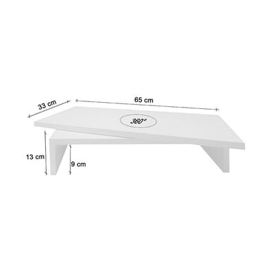 Suporte De Mesa Base Giratório Com Nicho 360° Para Monitor Tv Branco