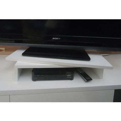 Suporte De Mesa Base Giratório Com Nicho 360° Para Monitor Tv Branco