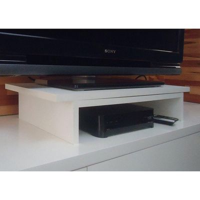 Suporte De Mesa Base Giratório Com Nicho 360° Para Monitor Tv Branco