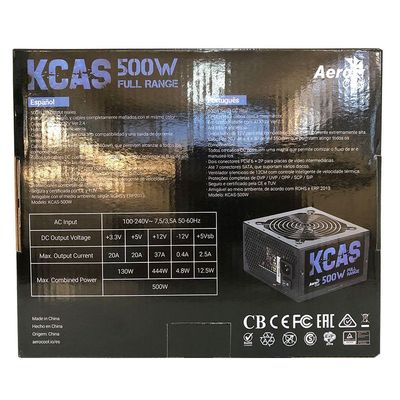 Fonte Gamer Aerocool Kcas 500w 80 Plus Bronze Full Range Pfc Ativo