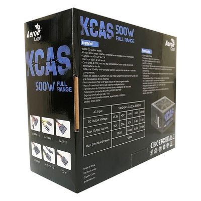 Fonte Gamer Aerocool Kcas 500w 80 Plus Bronze Full Range Pfc Ativo