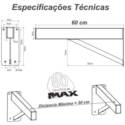 4 Suportes Pia Parafusar Bancada Aparador 60 Cm - Branco