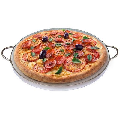Forma De Pedra Sabão Para Pizza Com Alças De Inox 37 Cm