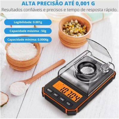 Balança Digital 0,001g: 50g Capacidade