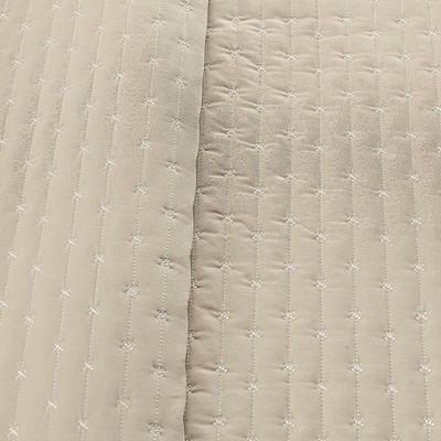 Kit Cobre Leito Colcha Quality King 3 Peças Percale 200 Fios Bordado - Cáqui