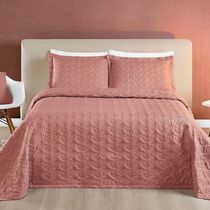 Cobre Leito Queen Florency Micropercal 200 Fios 3 Pçs Rosé