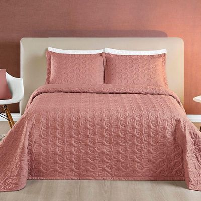 Cobre Leito Queen Florency Micropercal 200 Fios 3 Pçs Rosé