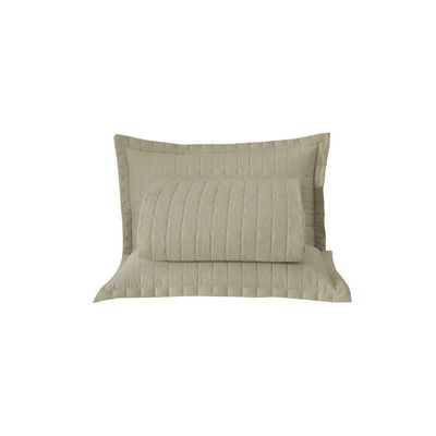 Kit Cobre Leito Colcha Unique Casal Queen 3 Peças Matelado Percal 300 Fios - Cáqui