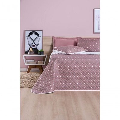 Cobre Leito 200 Fios Petit Poá Queen 03 Peças - Rose