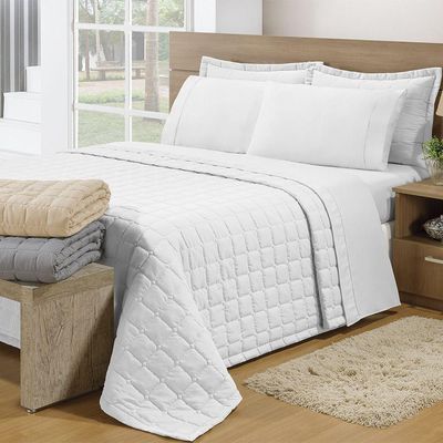 Cobre Leito Queen Soft 3 Peças Branco