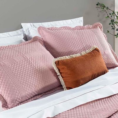 Kit Cobre Leito Colcha Clean Casal Dupla Face - Rosa