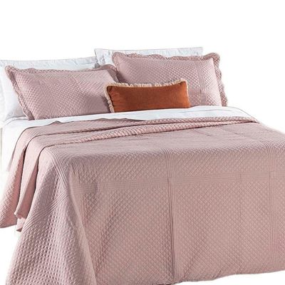 Kit Cobre Leito Colcha Clean Casal Dupla Face - Rosa