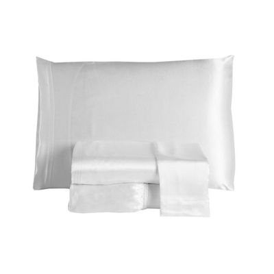 Jogo De Lençol Arya Queen 4 Peças Cetim Charmousse Brilhante Macio - Branco