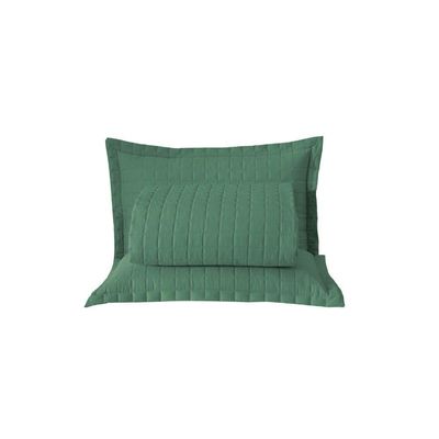 Kit Cobre Leito Colcha Unique Casal Padrão 3 Peças Matelado Percal 300 Fios - Verde