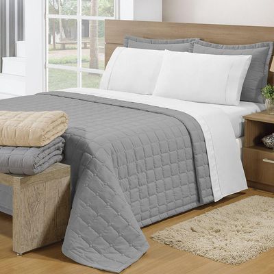 Cobre Leito Casal Soft 3 Peças Cinza