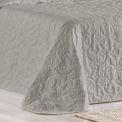 Cobre Leito Queen Bouti Mavie Floral 180 Fios 3 Peças - Cinza