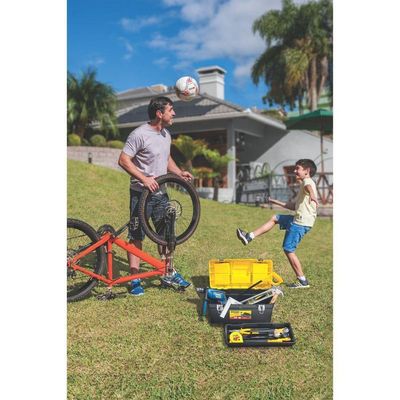 Caixa Plástica Para Ferramentas 20" Tramontina Com Bandeja Removível E Travas Metálicas Tramontina