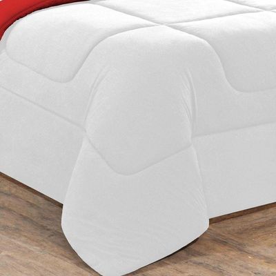Kit Edredom Jogo De Lençol Malha 100% Algodão Gran Moratta 5 Peças Solteiro Branco-vermelho