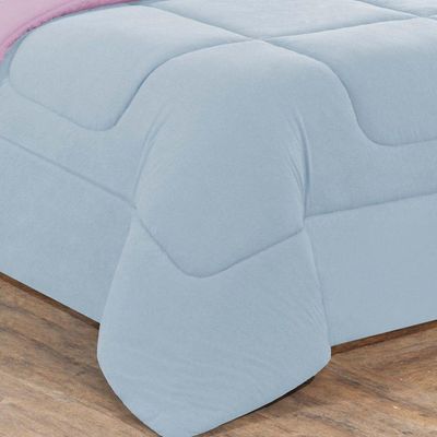 Kit Edredom + Jogo De Lençol Malha 100% Algodão Gran Moratta 6 Peças King - Azul Bebê-rosa Bebê.
