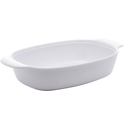 Kit 24 Travessas Lyor 31,5x18cm Melamina Branca Oval com Alça Milão Restaurante