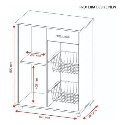 Fruteira Belize New 1 Porta E 1 Gaveta Notável Freijó Trend- Branco New