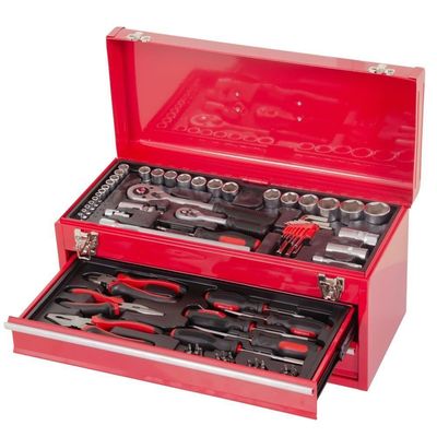 Baú Gabinete De Ferramentas Em Metal C/ 2 Gavetas + 90 Pçs