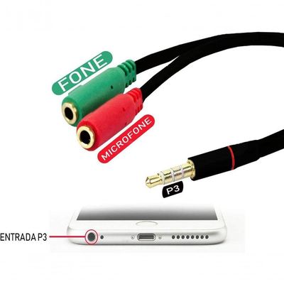 Cabo Adaptador P3 Macho X P2 Femea Para Microfone Cabo P3