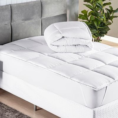 Protetor Colchão Pillow Top Premium Casal Queen Micropercal 200 Fios Macio Camada Proteção - Branco