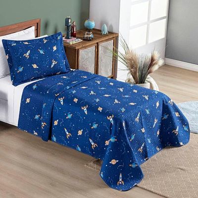 Colcha Solteiro Bouti Kids Dupla Face Estampado 2 Peças - Galaxia