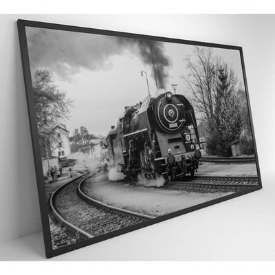 Quadro Trem Preto E Branco 2 90x60 Cm Tecido Canvas