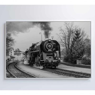 Quadro Trem Preto E Branco 2 90x60 Cm Tecido Canvas