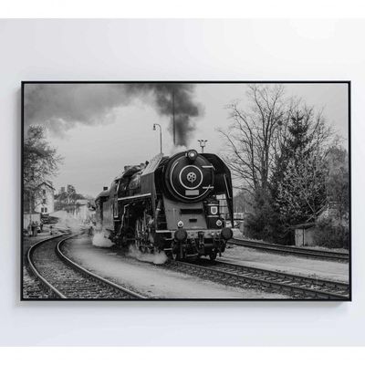 Quadro Trem Preto E Branco 2 90x60 Cm Tecido Canvas
